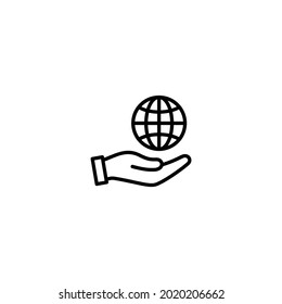 hand and globe icon vector for web site Computer and mobile app