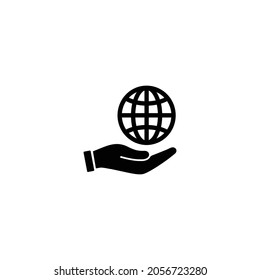 hand and globe icon vector for web site Computer and mobile app