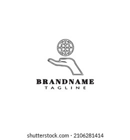 hand and globe logo cartoon design icon modern vector illustration