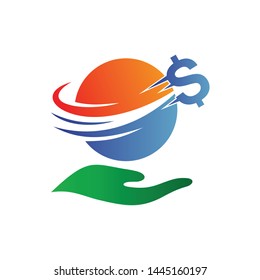 Hand With Globe and Money Logo Design
