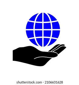 Mano y globo sobre fondo blanco. Ilustración vectorial plana