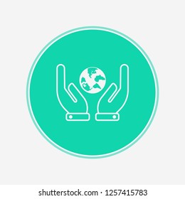 Hand with globe vector icon sign symbol