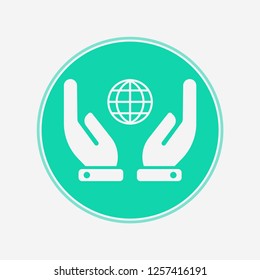 Hand with globe vector icon sign symbol