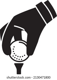 Hand in glove placing golf ball on tee Concept, Read to Hit Vector Icon Design, Club and Ball sport Symbol, Golfers Equipment Stock illustration,