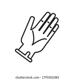 mano con el diseño de ilustración vectorial del estilo de línea de la herramienta de guante