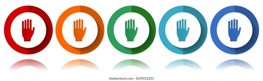 Hand, glove vector icons, flat icon set for logo design, webdesign and mobile applications, colorful web button collection in eps 10