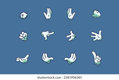 Hand gloves cartoon illustration, Cartoon style hand vector assets