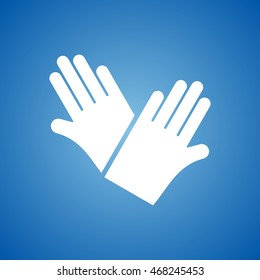 Hand Gloves Icon on blue color.