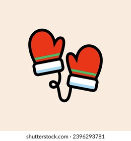 Hand Gloves Vector Art Illustration on Isolated Object. Christmas Vector Illustration. Christmas Vector Theme Illustration. Christmas Theme Vector Illustration.
