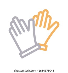 hand gloves vector color line icon 