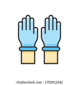 Hand Gloves Vektorillustration Umriss gefüllt Illustration. Corona-Virus-Covid-19-Symbol