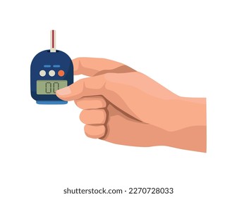 hand with glucometer medical device icon