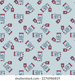 Vector de mano y Glucómetro Concepto de prueba de sangre colorido patrón sin fisuras