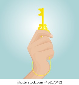 The hand and a gold key