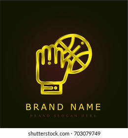 Hand golden metallic logo