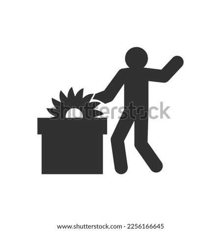 Hand got caught in a circular saw icon. Industrial Injury. Monochrome black and white symbol