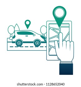 hand gps location on smartphone car app
