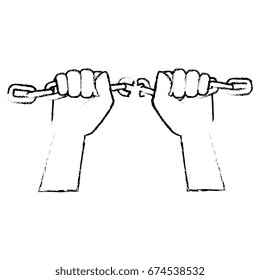 Hand grabbing a chain icon