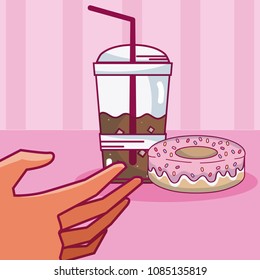 Hand grabbing coffee