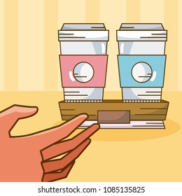 Hand grabbing coffee