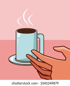 Hand grabbing coffee cup