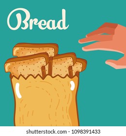Hand grabbing delicious breads