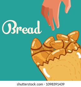 Hand grabbing delicious breads