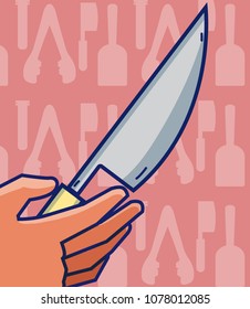 Hand grabbing knife