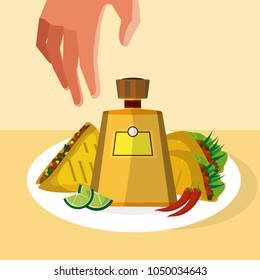 Hand grabbing mexican food