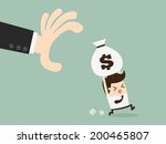 hand grabbing money bag