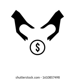 hand grabbing money vector icon , saving money symbol 