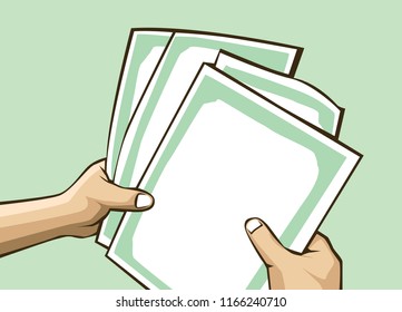hand grabbing a paper vector illustration