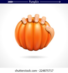 Hand Grabbing Round Pumpkin