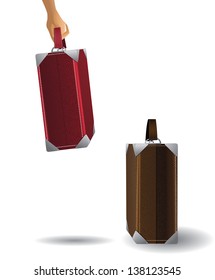 Hand grabbing suitcase. EPS 10 vector, grouped for easy editing. No open shapes or paths.