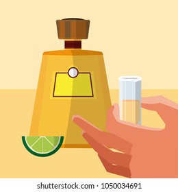 Hand grabbing tequila shot