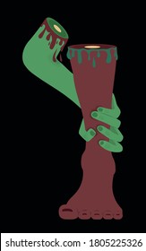 
hand grabbing zombie foot, vector illustration
