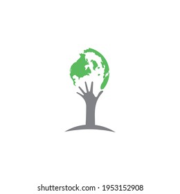 hand grabs earth logo creative vector design