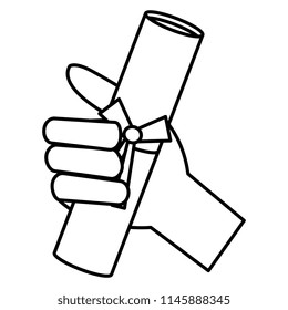 hand with graduation certificate