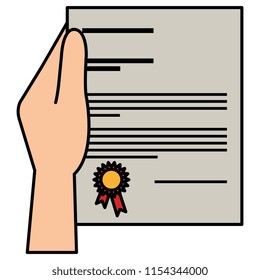 hand with graduation certificate
