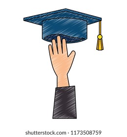 hand with graduation hat