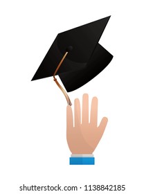hand with graduation hat celebration