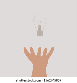 granos de mano para Lightbulb, ilustración, vector sobre fondo blanco.
