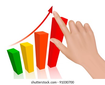 Hand with graph. Concept of success. Vector.