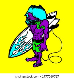 HAND GRAPHIC ART SURF SURFER