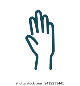 Hand graphic icon in linear style, outline image, used for web and mobile applications, blue color.