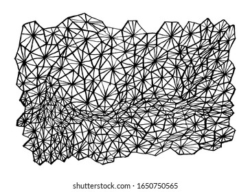 Gráficos manuales, malla de cristal abstracto dibujada con pincel y tinta. Imagen vectorial en blanco y negro. Puede ser útil para diseñar páginas en redes sociales, historias, envases, productos de marca, afiches.