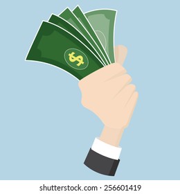 hand grasp catch money cash Dollar ,business and ecology concept vector ,EPS10