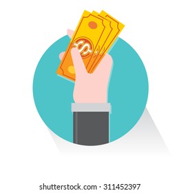 hand grasp catch money cash Dollar business vector