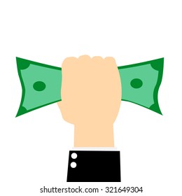 Hand Grasp Catch Money Cash Dollar ,business And Ecology Concept Vector ,EPS8