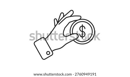 A hand grasping a dollar coin